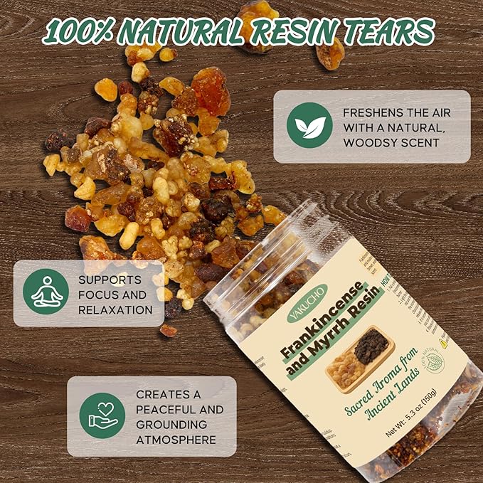 Frankincense and Myrrh Incense Gift Pack from Jerusalem – Hand-Harvested Traditional Resin for Prayer, Meditation, and Home Fragrance (5.3 oz)