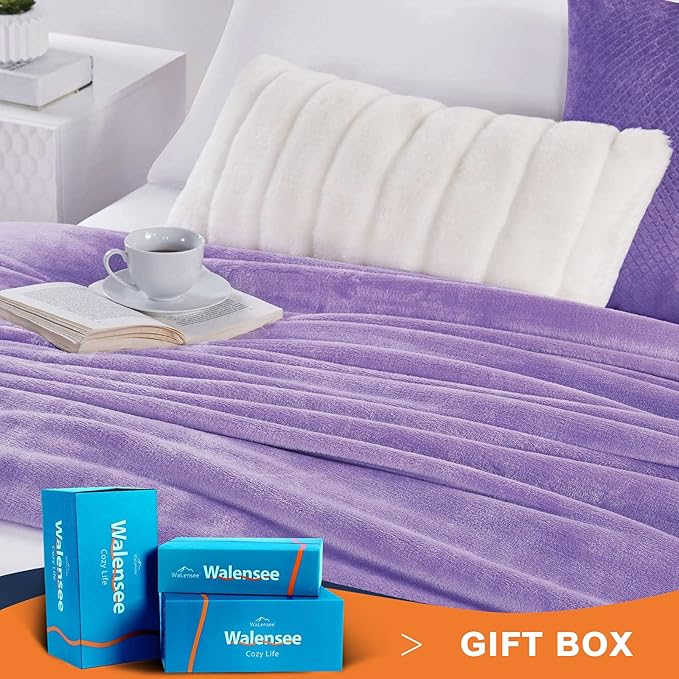 Walensee Fleece Blanket Plush Throw Fuzzy Lightweight (King Size 108x90 Lavender) Super Soft Microfiber Flannel Blankets for Couch, Bed, Sofa Ultra Luxurious Warm and Cozy for All Seasons