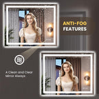 LOAAO 39.4"x31.5" LED Mirror for Bathroom, Lighted Bathroom Mirror with Lights, Anti-Fog, Dimmable, Memory Function, Easy to Install, Clear Reflection