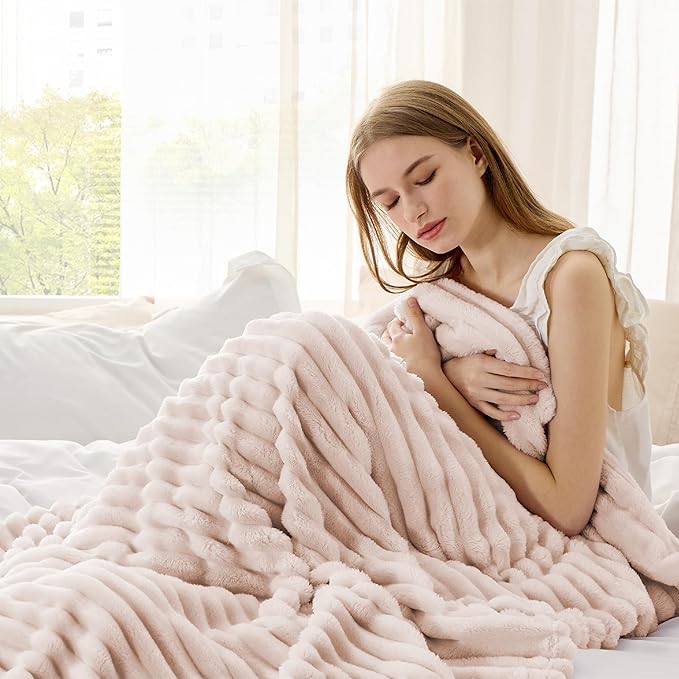 Bedsure GentleSoft Pink Throw Blanket for Couch - Cozy Soft Blankets for Women, Cute Small Fleece Throws for Girls, Pink Halloween Christmas Decor Gifts for Home Room, Crystal Pink, 50x60 Inches