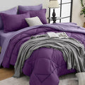 HEVUMYI Purple & Light Purple Twin-XL Comforter Set - 5-Piece All Season Bed in a Bag Twin-XL, Ultra Soft Bedding Set with Comforter, Flat Sheet, Fitted Sheet, Pillowcases, Pillow Shams