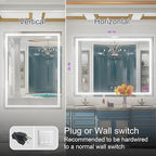 48 x 36 Inch LED Bathroom Mirror with Lights, Wall Mounted Lighted Bathroom Vanity Mirrors, Stepless Dimmable, Memory Funtion, Anti-Fog, 6000K, Shatter-Proof, Horizontal or Vertical