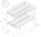 DHP Twin-Over-Twin Bunk Bed with Metal Frame and Ladder, Space-Saving Design, Silver Twin/Twin