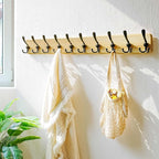Dseap Coat Rack Wall - Heavy-Duty 38-1/4" Long, with Reinforced 10 Custom Tri-Hooks, Solid Wood Wall Hanger for Coats Hat Jackets - Rustic Farmhouse Entryway Storage, Light Brown & Black, Pack of 2