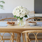 8 Pcs 18 Inch Hydrangea Artificial Flowers Faux Hydrangea Flowers with Stems Fake Bouquet Bulk Realistic Floral for Fall Home Table Christmas Indoor Outdoor Decoration(White)
