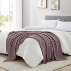 BOURINA Dark Lavender Throw Blanket 50 x70 Inches Jacquard Argyle Throw Textured Solid Soft Throws and Blankets for Sofa or Bed Knitted Decorative Blanket