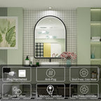 40x30 Inch LED Bathroom Mirror with Lights, Adjustable 3000K/4500K/6000K, Arched Black Frame Lighted Bathroom Vanity Mirror, Anti-Fog, Dimmable, Wall Mounted