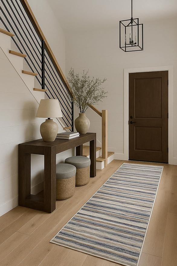 RUG BRANCH Havana 2' x 6' (2' X 5'11") Scandinavian Indoor Runner Rug, Contemporary, Blue Brown - Entryway, Hallway, Bathroom, and Kitchen