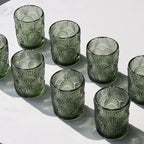 Woho Green Votive Candle Holders Set of 24, Green Glass Tealight Candle Holder for Christmas Party Decor, Tea Light Candle Holder Glass for Wedding Table Lovely Gift