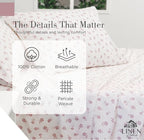 Linen Home 100% Cotton Printed Percale Sheets Queen Size, Deep Pocket, 4 Pieces Set - 1 Flat, 1 Deep Pocket Fitted Sheet and 2 Pillowcases, Crisp Cool and Strong Bed Linen, Mauve Silhouette Floral