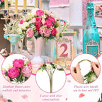 Geosar 8 Bundles Artificial Peonies Flowers Fake Silk Peony Bouquet Faux Peonies Flowers Bulk for Decoration Vase Floral Arrangements Wedding Party Table (Bright Color)