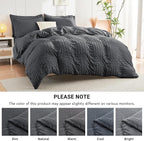 HYMOKEGE 7 Piece King Size Comforter Set Seersucker, All Season Luxury Bed in a Bag for Bedroom, Bedding Set with Comforters, Sheets, Pillowcases & Shams, Dark Grey