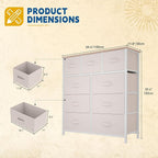 DWVO Dresser with 9 Drawers - Fabric Storage Tower, Organizer Unit for Living Room, Hallway - Sturdy Steel Frame, Wooden Top & Easy Pull Fabric Bins