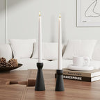 Taper Candle Holders for Candlesticks Ceramic Candle Stick Candle Holder- Set of 2 Decorative Candle Stand for Wedding Decor,Dinner Party and Table Centerpieces,Housewarming Gift Black