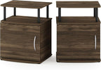 Furinno JAYA End Side Sofa Table/Nightstand with Door, 2-Pack, PVC Tubes, Columbia Walnut/Black