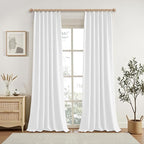 KangBang White Pinch Pleated Blackout Curtains 90 Inches Long for Bedroom, Linen Textured Pinch Pleat Drapes for Living Room Nursery, Soundproof Privacy Assured Home Decor(2 PCs, Pure White,40x90)