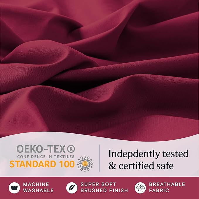 LuxClub 4 PC California King Sheet Set, Breathable Luxury Bed Sheets, Deep Pockets Wrinkle Free Cooling Sheets Machine Washable Hotel Bedding Silky Soft - Burgundy Cal King