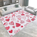 Washable Area Rug 6x9 ft Cartoon Hand-Painted Red Love 3D Print Area Rug for Living Room Bedroom Kids Room Home Decor Carpet, Indoor Non-Slip Floor Rug Mat, Low Pile Rugs
