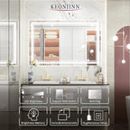 Keonjinn 48 x 30 Bathroom LED Mirror, Front Lighted Bathroom Vanity Mirror, Shatter-Proof Tempered Glass, UL-Listed LED Driver, Fog Free, Dimmale 6000K, Easy to Install(Horizontal/Vertical)
