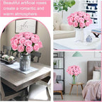 Ouddy Decor 50 Pcs Artificial Pink Roses Bulk Realistic Silk Roses with Long Stems Fake Roses Flowers for Wedding Bridal Bouquet DIY Table Centerpieces Arrangement Valentines Day Home Decor, Pink