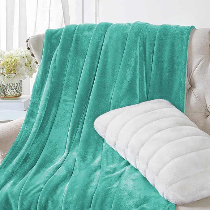 Walensee Fleece Blanket Plush Throw Fuzzy Lightweight (Throw Size 50x60 Turquoise) Super Soft Microfiber Flannel Blankets for Couch, Bed, Sofa Ultra Luxurious Warm and Cozy for All Seasons