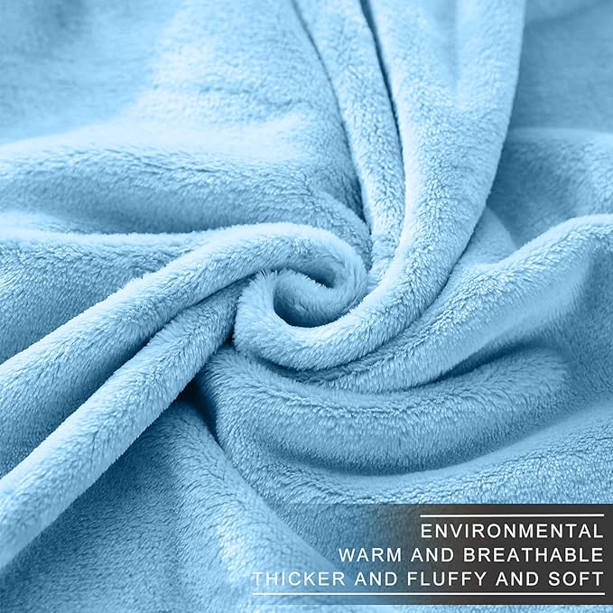 Fleece Blankets for All Season - Premium Lightweight Anti-Static Throw for Twin/Twin XL Size Bed Extra Long Soft Brush Fabric Warm Sofa Thermal Blanket 66" x 90"(Washed Blue)