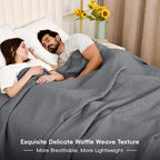 PHF Pre-Washed Cotton Waffle Weave Family Blanket,Oversized King Size 120"x 120"-Snag Proof Lightweight Breathable, 10'x 10' Huge Extra Large Big-Elegant Aesthetic Home Decoration Gift,Charcoal