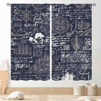 Vintage Nautical Curtains, Marine Coastal Sailboat Compass Anchor Ocean Beach Old Pirate Map Navy Blue Blackout Retro Drapes for Bedroom Living Room Kitchen Bathroom Window 2 Panels, 63"x72" Inch