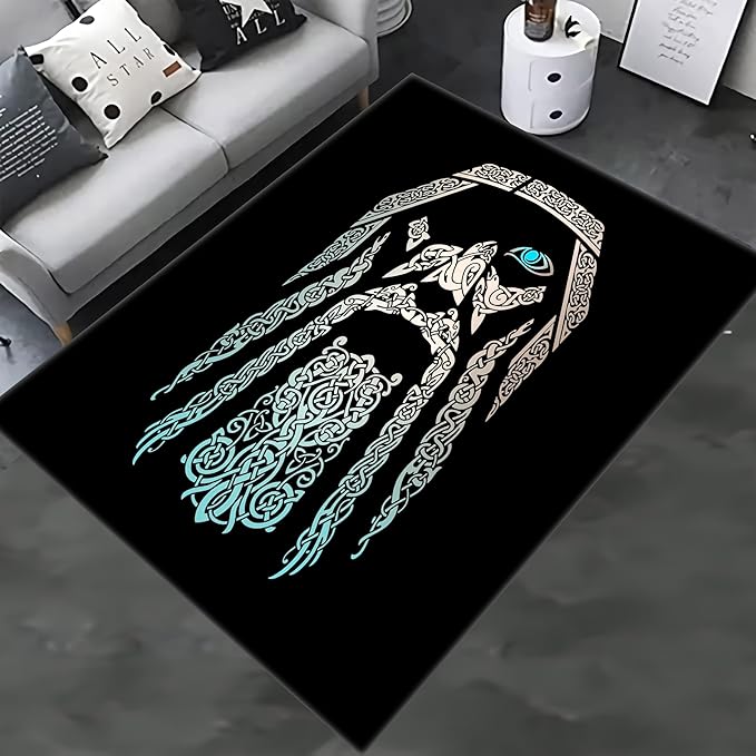 CR Viking Symbol Rug; Odin Area Rug; Scandinavian Rug; 482.1 (31”x47”)=80x120cm