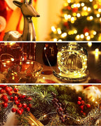 10 Pack Fairy Lights Battery Operated - 7ft 20 LED Twinkle Lights Copper Wire Mini String Lights Firefly Lights for Mason Jars DIY Crafts Christmas Wedding Party Centerpiece Table Decor, Warm White