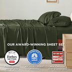 Bedsure Full Size Bed Sheets, Cooling Sheets, Rayon Derived from Bamboo, Breathable & Soft, Deep Pocket Up to 16 Inches, Hotel Luxury Silky Bedding for Hot Sleepers, Olive Green