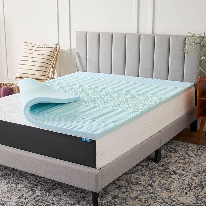 LUCID Gel Infused Memory Foam Mattress Topper – 2 Inch Mattress Topper – 5 Comfort Zones Relieve Pressure – CertiPUR-US Certified Foam - Twin