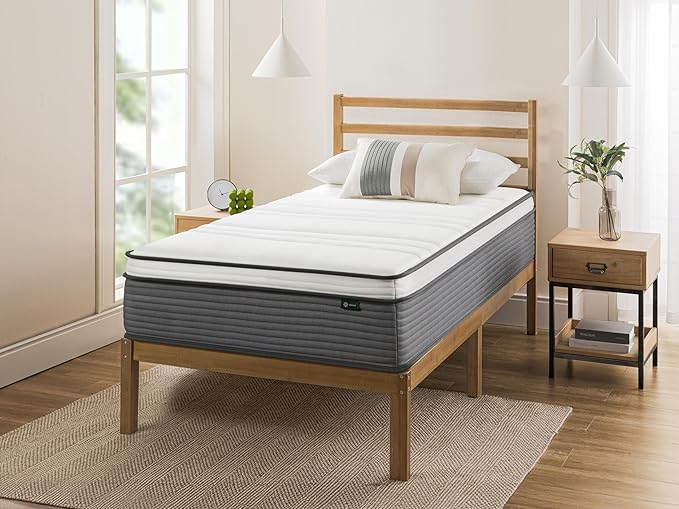 ZINUS 12 Inch True Support Hybrid Mattress [New Version], Twin, Fiberglass Free, Medium Feel, Motion Isolation, Certified Safe Foams & Fabric, Mattress in A Box