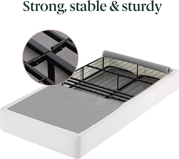 ZINUS No Assembly Metal Box Spring 9 Inch White Mattress Foundation, Sturdy Metal Structure, Twin