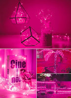 Pink USB Fairy Lights Plug in, 33Feet 100 LEDs Twinkle String Lights with Remote and Timer, Waterproof 8 Modes for Valentine's Day Bedroom Indoor Wreath DIY Wedding Christmas Holiday Decoration