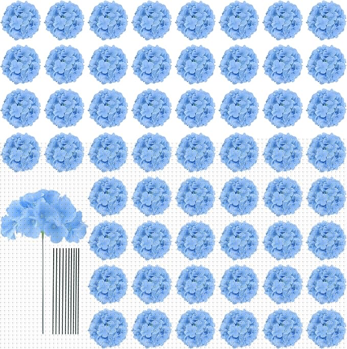 AVIVIHO 65 Pcs Blue Hydrangea Artificial Flowers Bulk Realistic Fake Hydrangeas Silk Flowers with Stems for Home,Weddings,Centerpieces,Party,Arch Backdrop,Forals Arrangement Decor