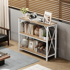 Homeiju Console Table 31.5" Width, 3-Tier Entryway Table with Storage, Industrial Sofa Table with Open Shelves, Foyer Tables for Entryway, Hallway, Kitchen, Living Room and Bedroom, Light Coffee