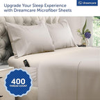 DREAMCARE Queen Size Sheets - Cooling Bed Sheets - 4pcs Set - up to 15" Deep Pocket Queen Sheet Set - Sheets Queen Size Bed - Soft & Long Lasting 100% Fine Microfiber with Side Pocket - Beige