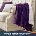 Walensee Sherpa Fleece Blanket (Throw Size 50”x60” Purple) Plush Throw Fuzzy Super Soft Reversible Microfiber Flannel Blankets for Couch, Bed, Sofa Ultra Luxurious Warm and Cozy for All Seasons