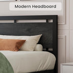 LIKIMIO King Bed Frame with Headboard and Footboard, Metal Strong Supports, Easy Assembly, Noise-Free, No Box Spring Needed, Charcoal Grey