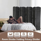 Room Divider 8 Panel Folding Privacy Divider 6 Ft Indoor Wall Divider Portable Partition Wood Screen, Black