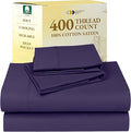California Design Den King Size Sheets Set - 400 Thread Count Sateen, Natural 100% Cotton Sheets with Deep Pockets, Breathable, Cooling and Durable Bedding Set - Purple