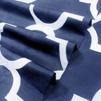 Mejoroom King Bed Sheet Set - Super Soft Brushed Microfiber 1800 Thread Count King Sheets with 15 inch Deep Pocket - Wrinkle Free - 4 Piece(King, Navy Quatrefoil with White Pattern)