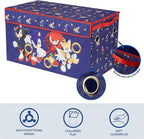 Idea Nuova Sega Sonic the Hedgehog Collapsible Storage Trunk,Durable Toy Chest with Soft Lid, 28.5x14.5x16, Foldable Organizer for Kids’ Bedroom & Playroom