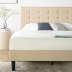 ZINUS Ibidun Upholstered Platform Bed Frame, Mattress Foundation, Wood Slat Support, No Box Spring Needed, Easy Assembly, Full, Beige