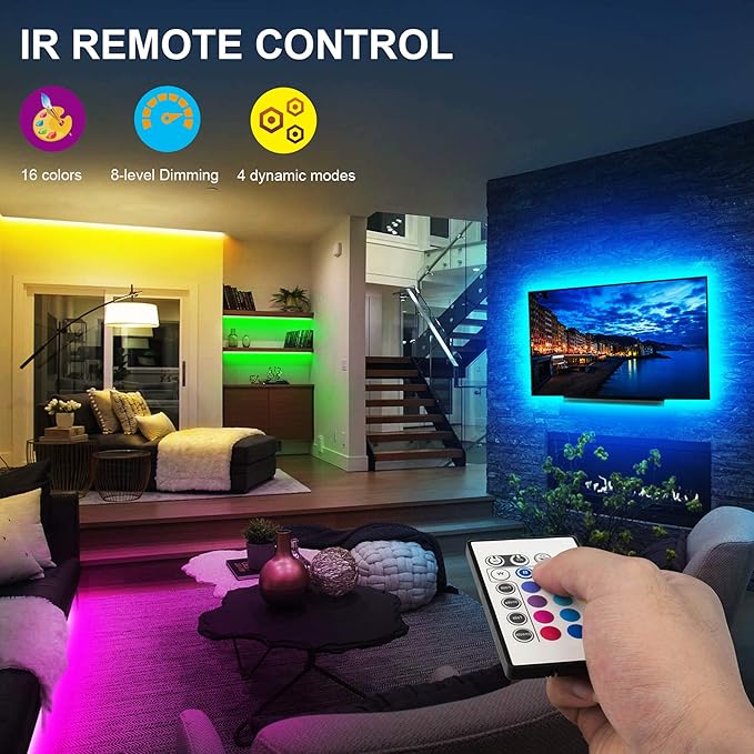 maylit Tv Led Backlight, 22.3ft Led Strip Lights for 85-100in Tv, Tv Lights kit with Remote, RGB Bias Lighting for Room Decor