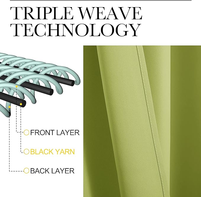 NICETOWN Room Darkening Window Panels - Fresh Green Thermal Insulated Curtains 90 inches Length for Bedroom (42 inches Width, Double Pieces)