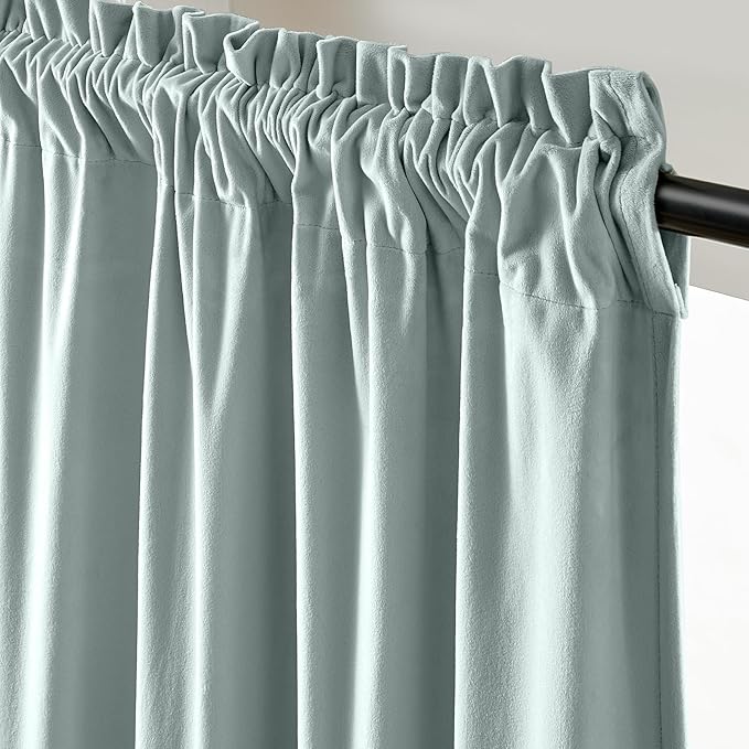 Lazzzy Velvet Blackout Curtains Thermal Insulated Room Window Drapes Super Soft Luxury Curtains for Living Room Bedroom Rod Pocket 2 Panels, Misty Blue, 52" W x 72" L