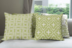 Ambesonne Vintage Throw Pillow Cushion Case Pack of 4, Monochrome Design Grid Trellis Quatrefoil Mesh and Dahlia Flowers Modern, Modern Accent Double-Sided Digital Printing, 24", Olive Green