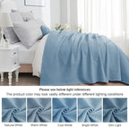 PHF 100% Cotton Waffle Weave Blanket King Size for Bed,Snag Proof Lightweight Breathable Moisture-wicking Throw for Couch,Great for Layering in Cold Weather,Machine Washable,Home Decor Gift-Dusty Blue